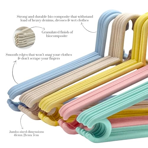 Happy Cove Eco - Friendly Sturdy Cloth Hanger For Wardrobe And Cupboard Rice Husk & Bamboo Fiber Sustainable Durable | Saree Han